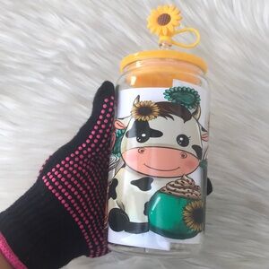 Cow glass can 16oz